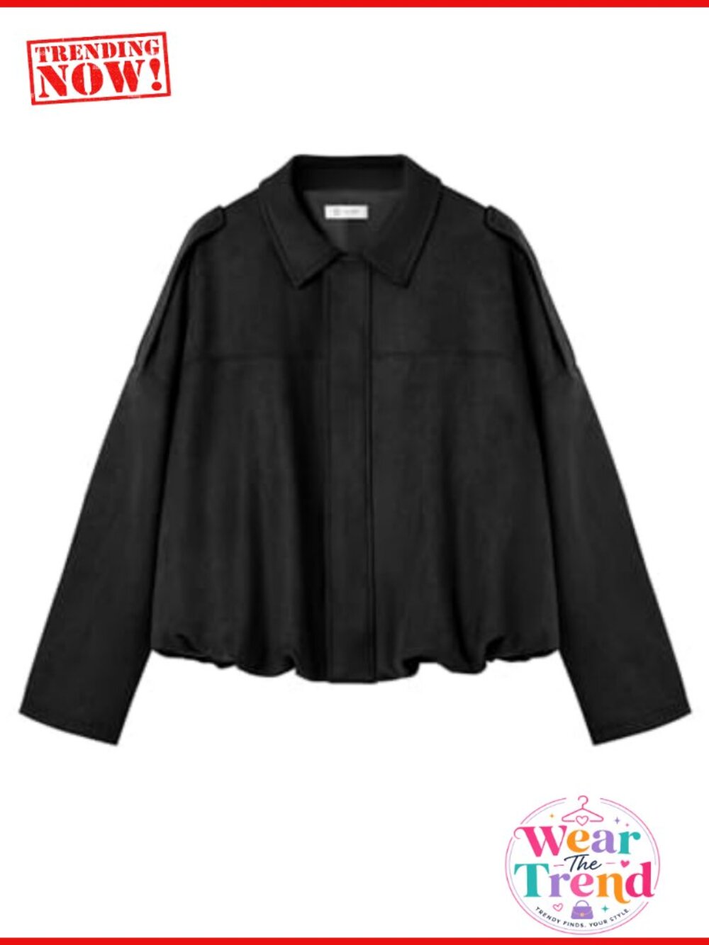 Faux Suede Bomber Jacket Cropped Oversized Zip Up Casual Coat - Picture 5 of 6